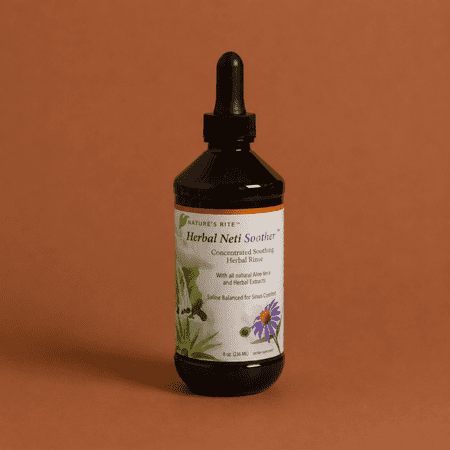 Nature’s Rite Herbal Neti Soother, 8oz Nasal Rinse Concentrate with Aloe Vera & Herbal Extracts, Saline-Balanced Formula