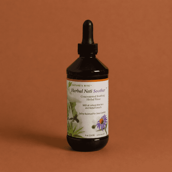 Natures Rite Herbal Neti Soother, 8oz Nasal Rinse Concentrate with Aloe Vera & Herbal Extracts, Saline-Balanced Formula