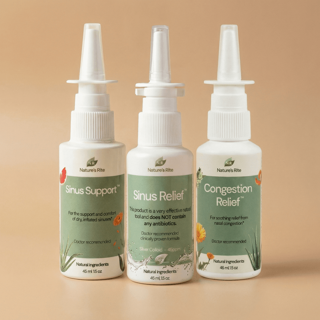 Nature’s Rite Sinus Trilogy™, 3-Bottle Set, 1.5 oz (45 mL) Each, Portable All-Natural Sinus Spray, Non-Addictive Support for Allergy & Pollution Irritation, Moisturizes & Soothes Sinus Passages