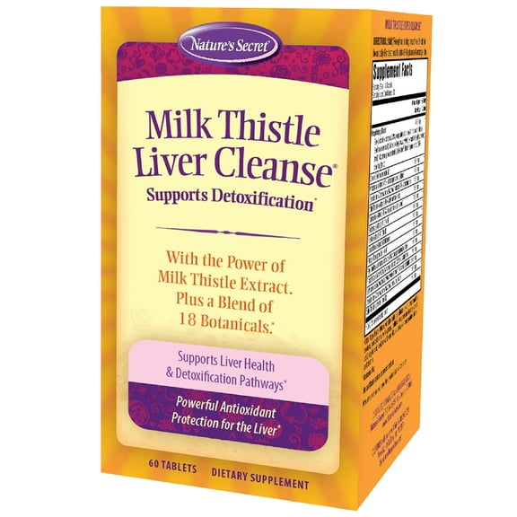 Nature's Secret Milk Thistle Liver Cleanse - 60 Tablets - Supports Healthy Liver Function & Detoxification - 18 Botanical Blend Turmeric, Dandelion, Beet, & Artichoke - Natural Powerful Antioxidant