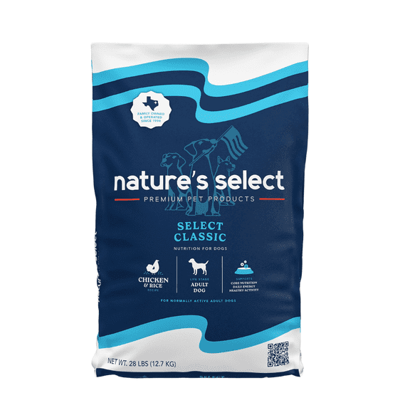 Nature's Select Classic Chicken & Rice Recipe, Dry Dog Food for Adults (28 lbs)
