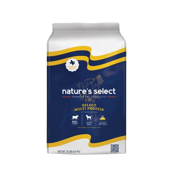 Nature's Select Multi Protein Beef & Rice Recipe, Dry Dog Food for Adults (15 lbs)