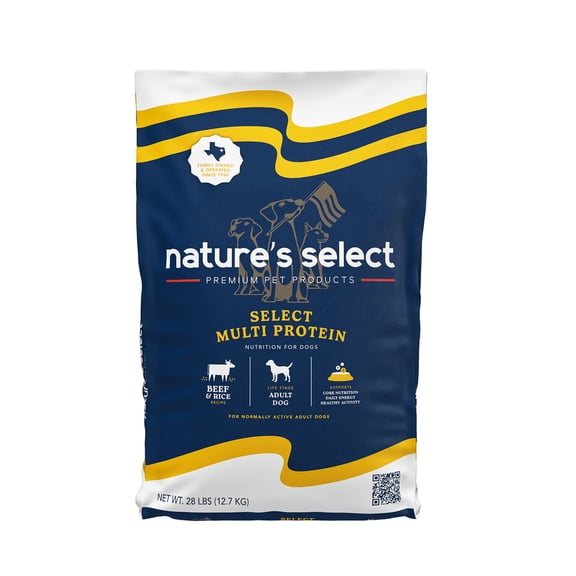 Nature's Select Multi Protein Beef & Rice Recipe, Dry Dog Food for Adults (28 lbs)