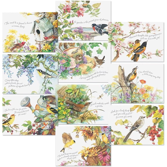 Nature's Serenade Religious Thinking of You Friendship Greeting Card Set - Value Pack of 20 Cards With White Envelopes for Friends & Family, 10 Designs, Large 5" x 7" Assortment
