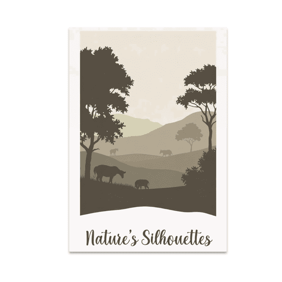 Nature's Silhouettes Mountain Forest Scene - Nature Lover - 13x19 Poster Print
