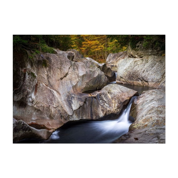 Nature's Stone Canvas - Photography Waterfall Autumn Nature Scenic Landscape Woodland Wilderness Unframed Wall Art Print 20 x 30 inches