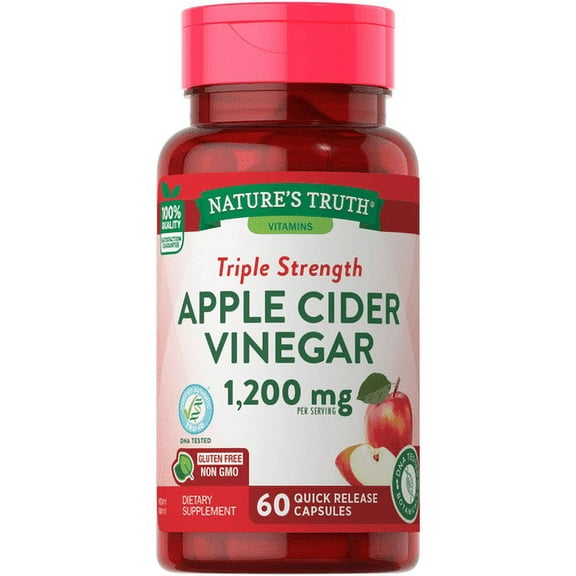 Nature's Truth Apple Cider Vinegar 600 mg Quick Release Capsules Triple Strength - 60 ct, Pack of 3