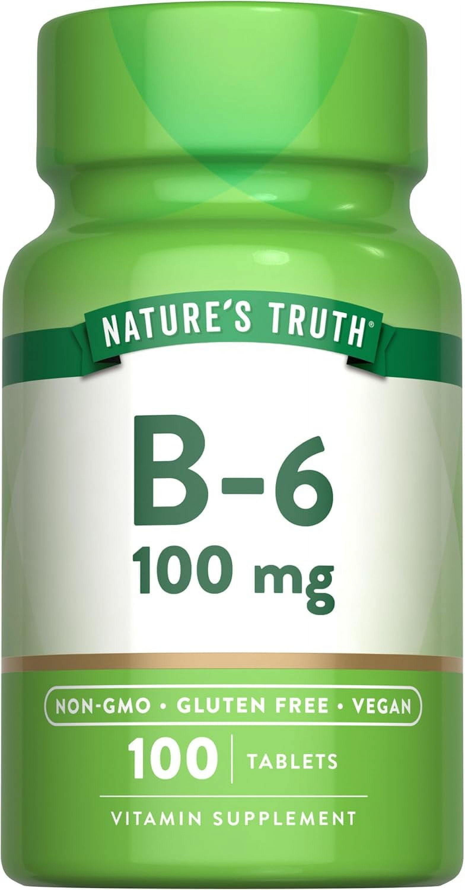 Nature's Truth B6 Vitamin 100mg | 100 Tablets | Vegan, Non-GMO & Gluten Free