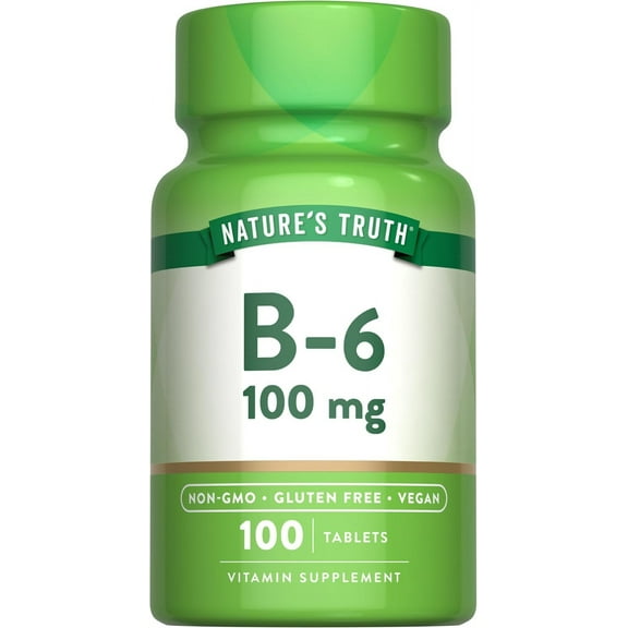 Nature's Truth B6 Vitamin 100mg | 100 Tablets | Vegan, Non-GMO & Gluten Free