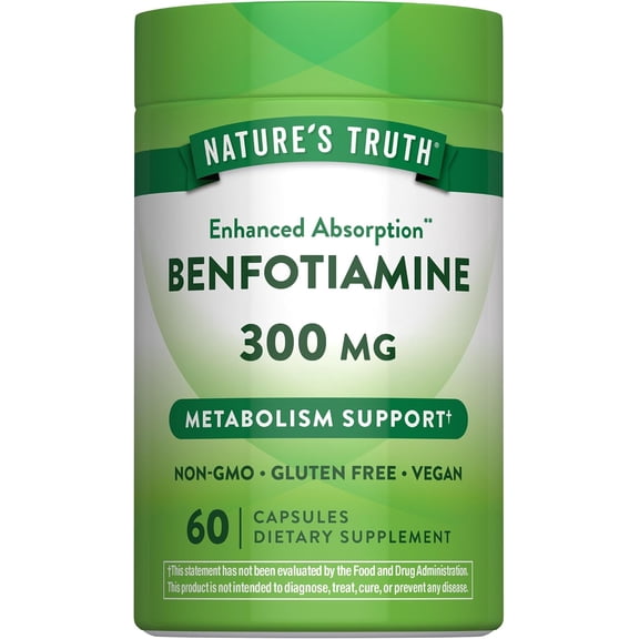 Benfotiamine | 300mg | 60 Count | Non-GMO and Gluten Free Supplement | Vitamin B1 Precursor | by Nature's Truth