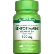 Benfotiamine | 300mg | 60 Count | Non-GMO and Gluten Free Supplement | Vitamin B1 Precursor | by Nature's Truth