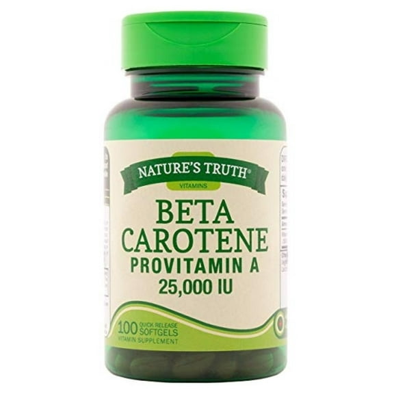 Nature's Truth Beta-Carotene 25,000 IU Pro- Vitamin A Softgels, 100 ea (Pack of 2)