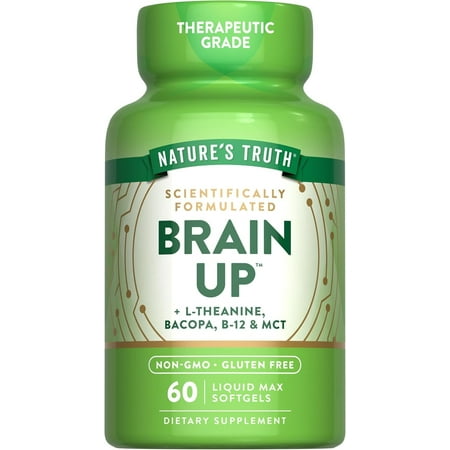 Brain Up Supplement | 60 Softgels | with L-Theanine, Bacopa, B-12 & MCT | by Nature's Truth