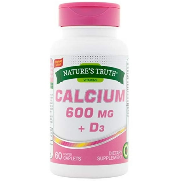 Nature's Truth Calcium 600 mg Plus Vitamin D3 Tablets, 60 ea (Pack of 4)