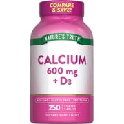 Calcium 600mg with Vitamin D3 | 250 Tablets | Vegetarian, Non-GMO & Gluten Free | by Natures Truth