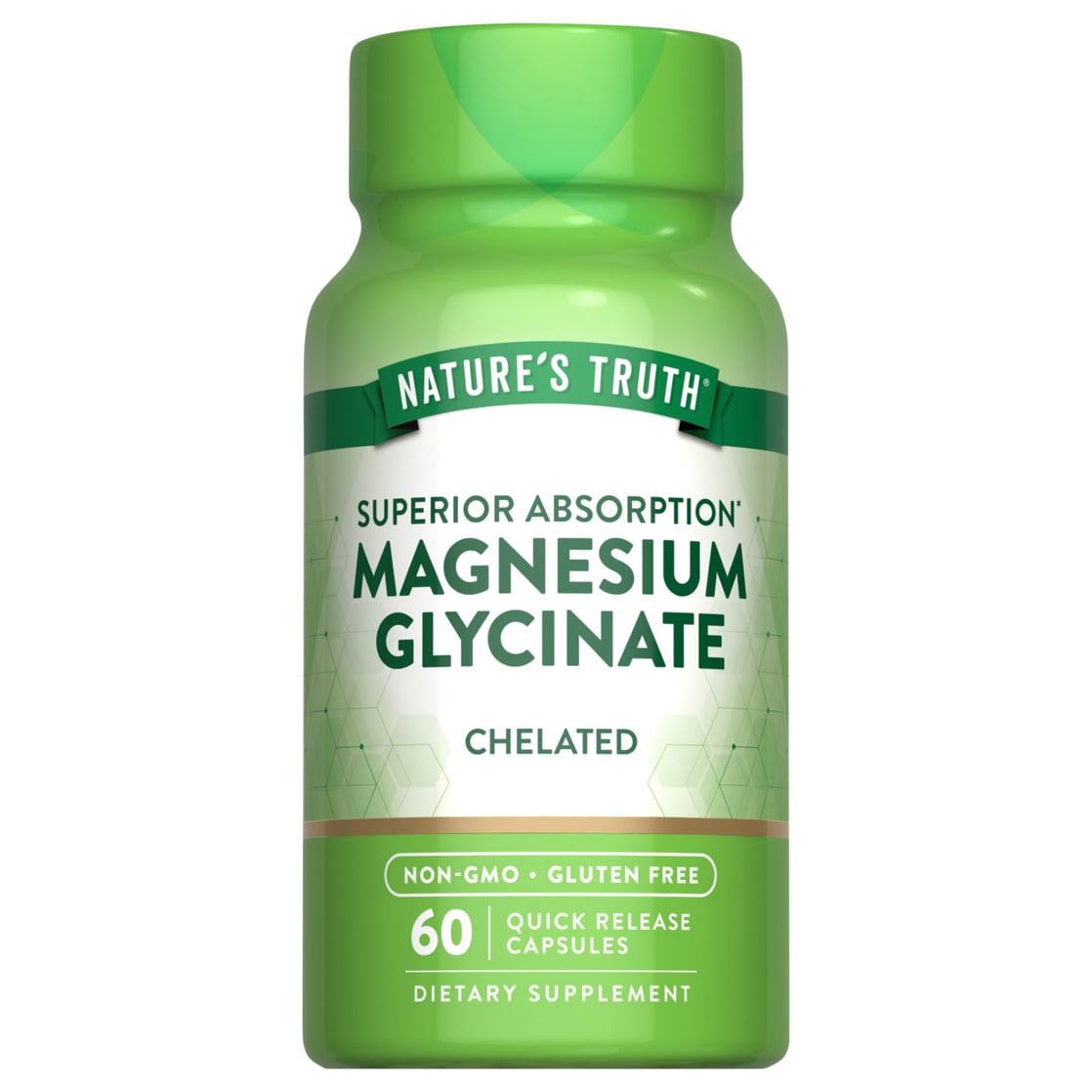 Nature's Truth Chelated Superior Absorption Magnesium Glycinate 60 Quick Release Capsules