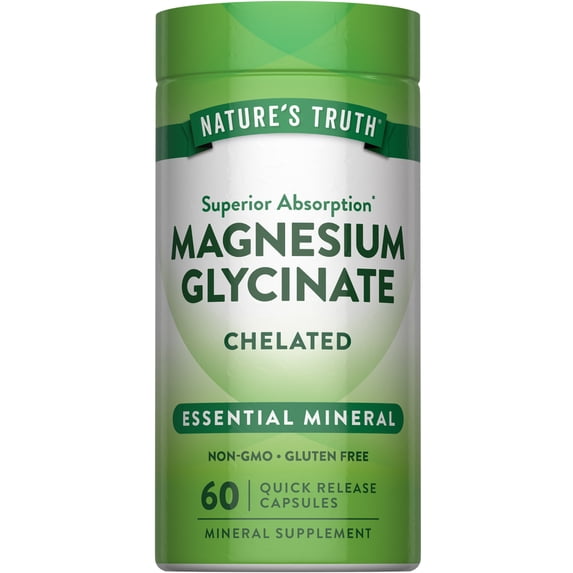 Magnesium Glycinate Capsules | 200mg | 60 Count | Non-GMO, Gluten Free Supplement | by Nature's Truth