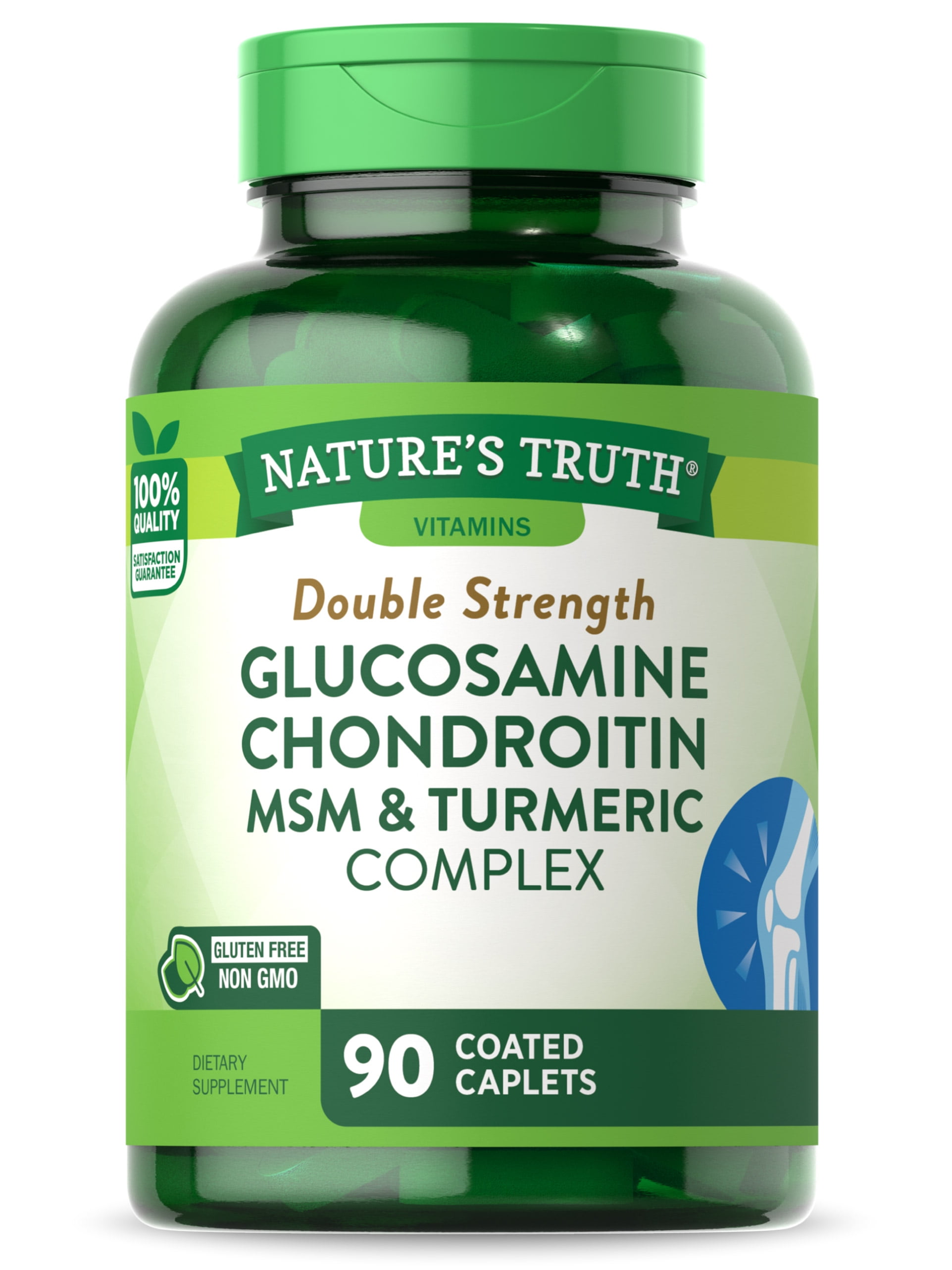 Glucosamine Chondroitin MSM Complex | 90 Caplets  | Double Strength Supplement | Non-GMO, Gluten Free | by Nature's Truth