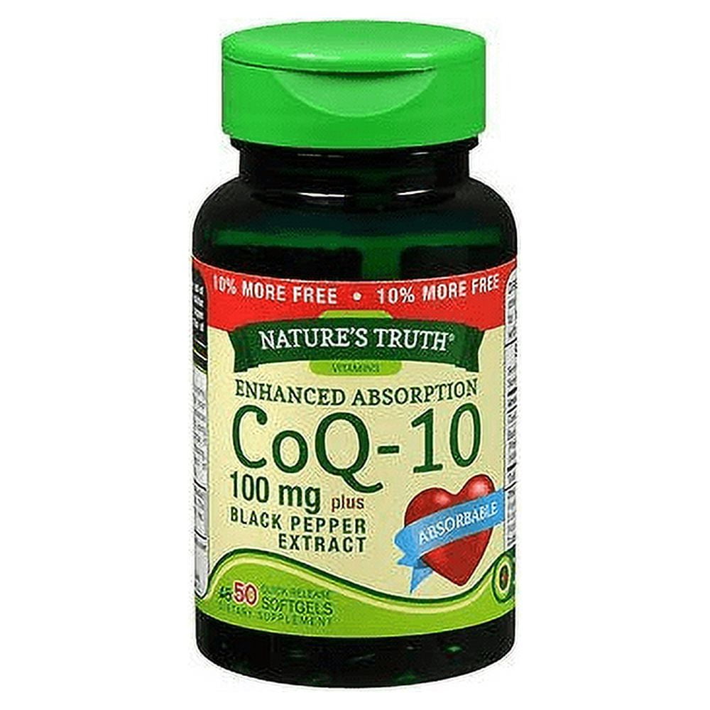 Nature's Truth Enhanced Absorption 100mg CoQ-10, Black Pepper, 50ct, 5-Pack