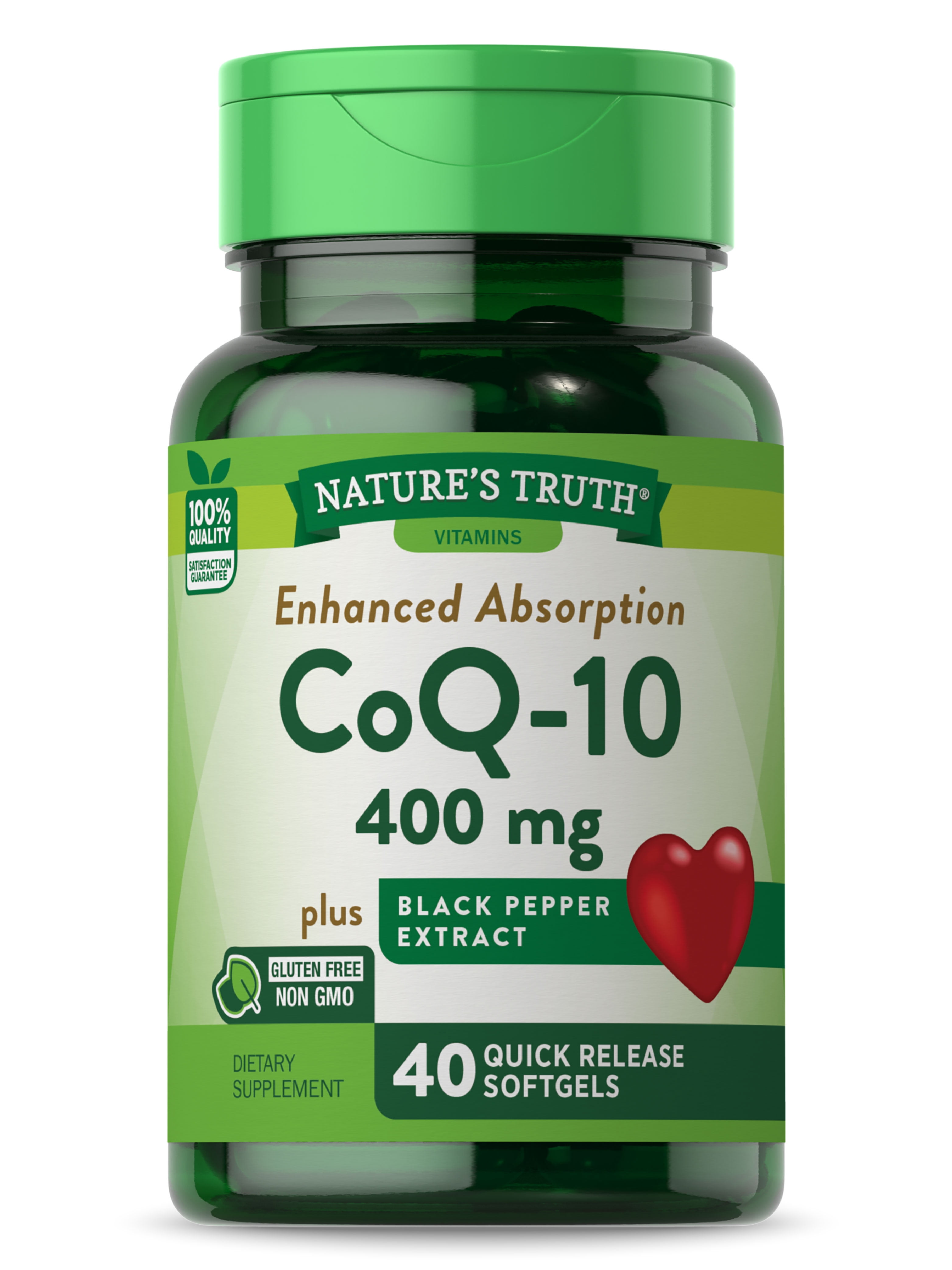 CoqQ10 400mg | 40 Softgels  | Maximum Strength Supplement | Enhanced Absorbtion | Non-GMO, Gluten Free | by Nature's Truth