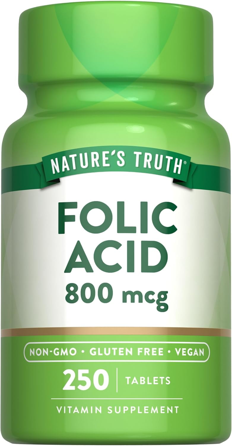 Folic Acid 800 mcg | 250 Tablets | Vegan, Non-GMO & Gluten Free | by Nature's Truth