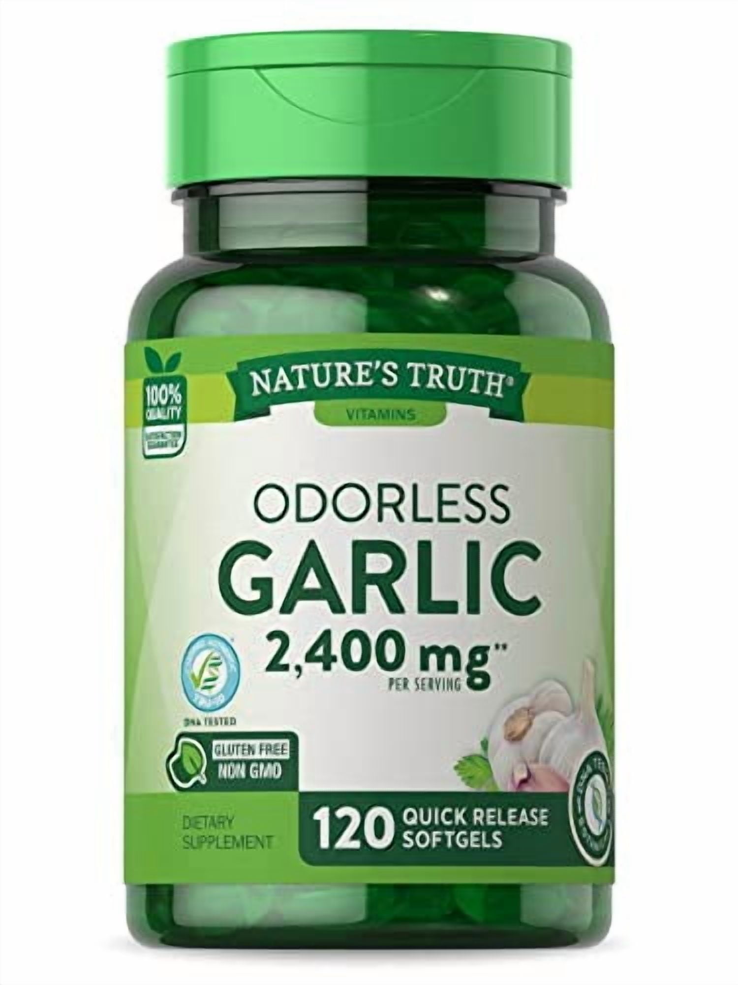 Nature's Truth Garlic 2400 mg Odorless Supplements, 120 Count, 6 Pack