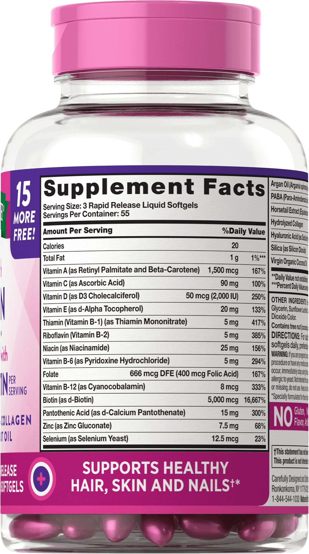 Nature's Truth Hair Skin & Nails Lactose Free Biotin 500mcg, 165ct, 6-Pack