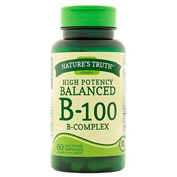 Nature's Truth High Potency Balanced B-100 B-Complex Capsules, 60 Count