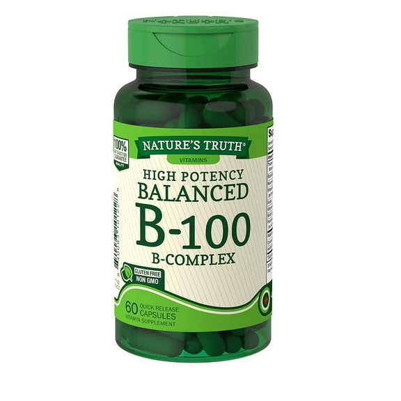 Nature's Truth High Potency Balanced B-100 B- Complex Quick Release Capsules 60 ct