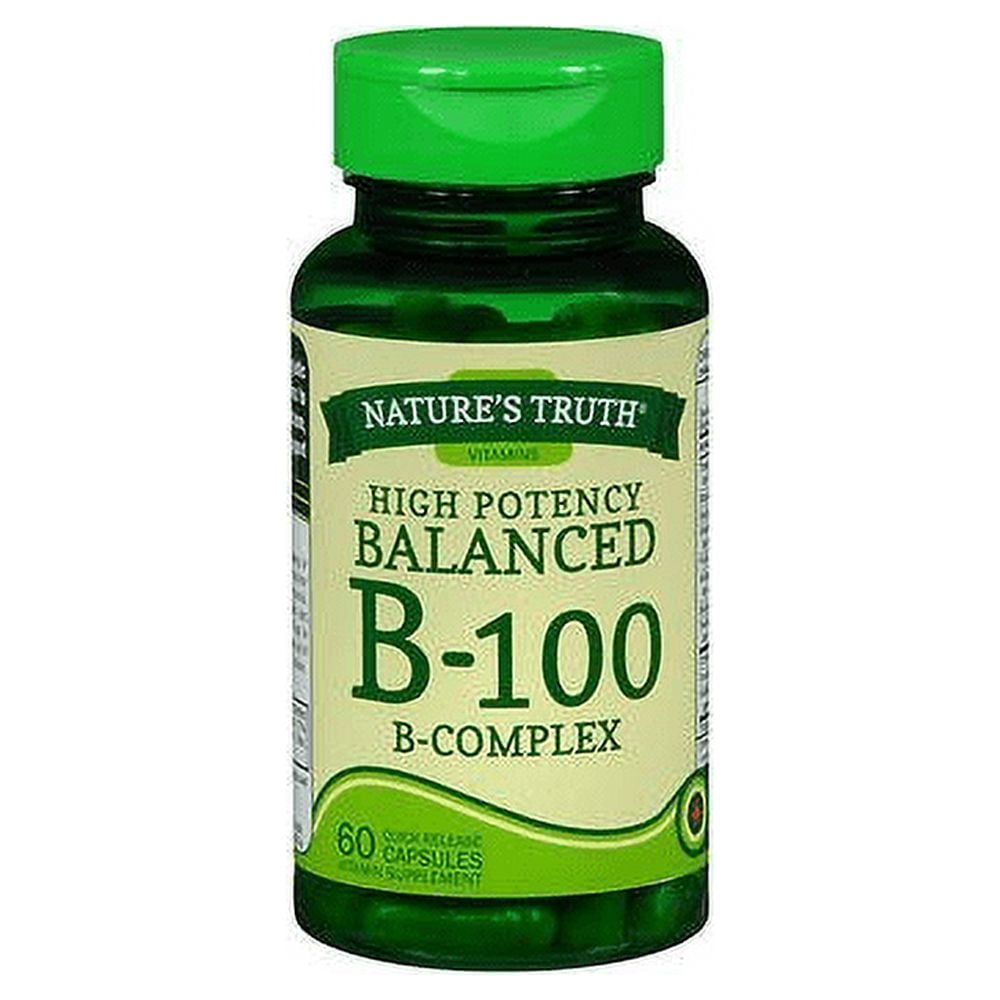 Nature's Truth High Potency Blend Balanced B-100 & B-Complex, 60ct, 4 ...