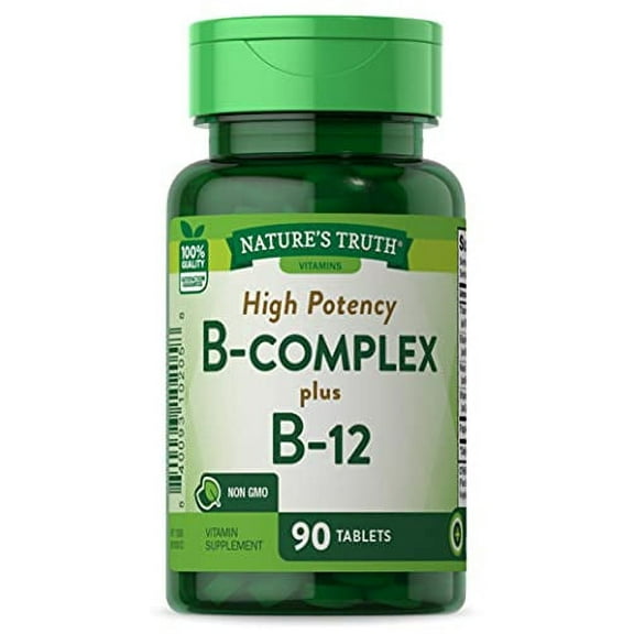 Nature's Truth High Potency Vitamin B Complex Plus B12 Tablets, 90 Count, 3 Pack