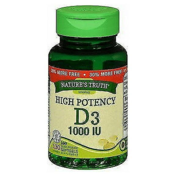 Nature's Truth High Potency Vitamin D3 1000 IU Quick Release, 130ct, 2-Pack