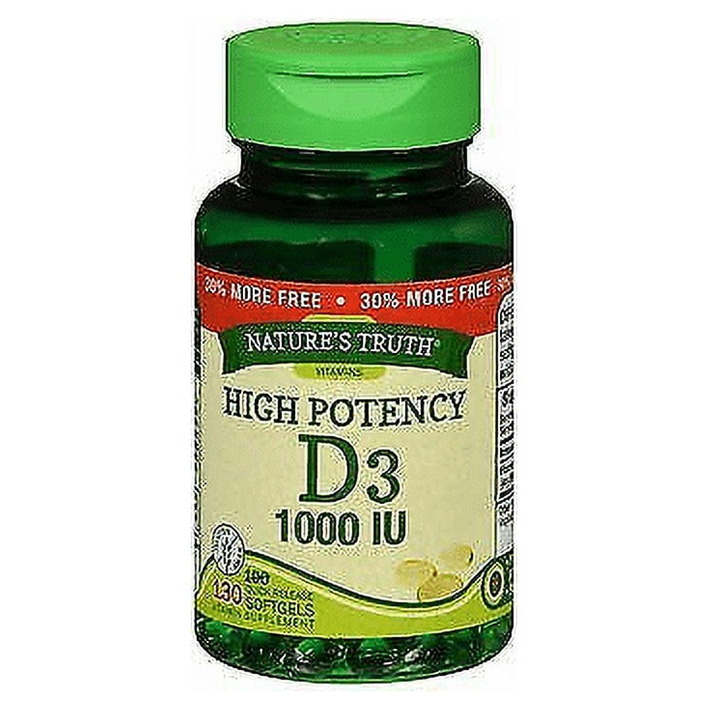 Nature's Truth High Potency Vitamin D3 1000 IU Quick Release, 130ct, 4-Pack