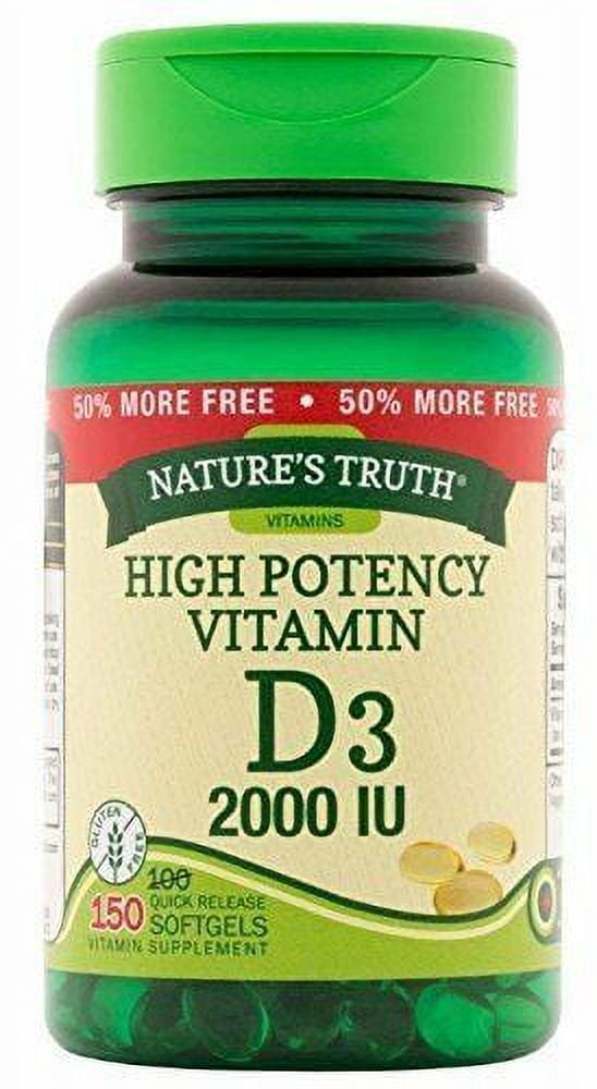 Nature's Truth High Potency Vitamin D3 2000 IU Quick Release, 150ct, 3