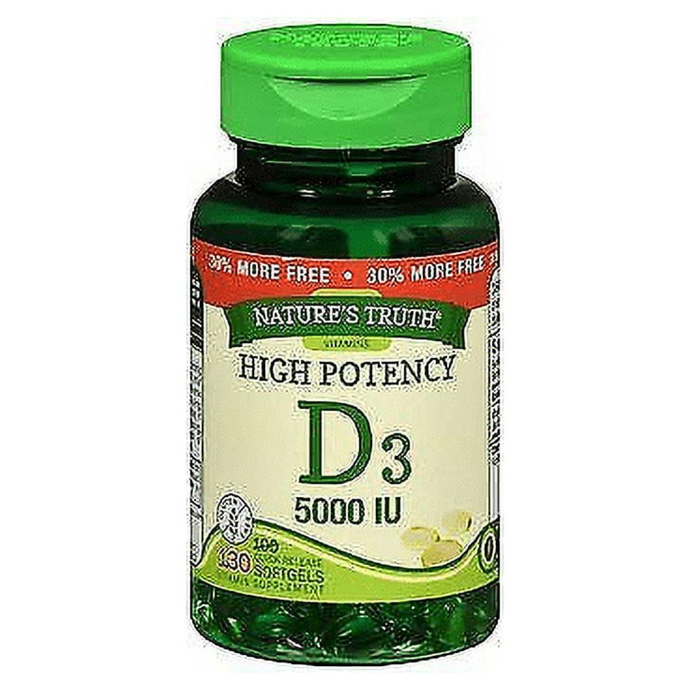 Nature's Truth High Potency Vitamin D3 5000 IU Quick Release, 130ct, 6-Pack