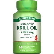 Antarctic Krill Oil 2000mg Softgels | 60 Count | Omega-3 with EPA & DHA | Non-GMO & Gluten Free Supplement | by Natures Truth