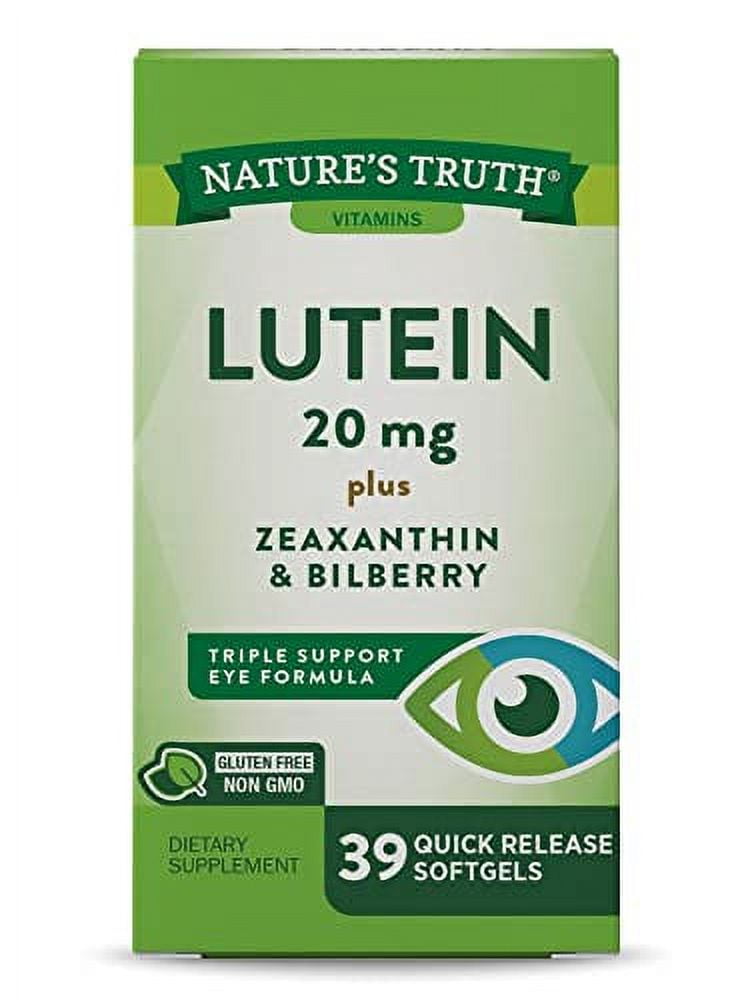 Nature's Truth Lutein 20 mg, Zeaxanthin & Bilberry Capsules, Vision ...