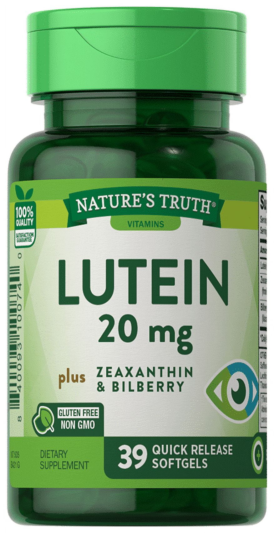 Nature's Truth Lutein Zeaxanthin & Bilberry Antioxidant 20mg, 39ct, 4