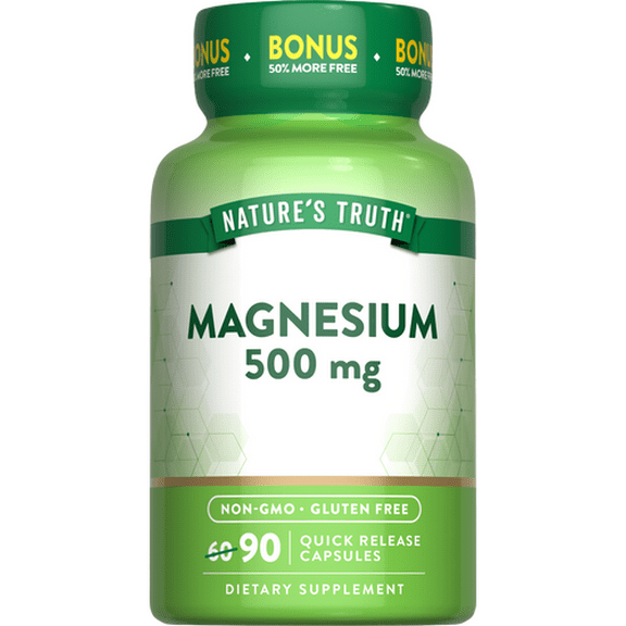 Nature's Truth Magnesium Oxide 500 mg Quick Release Capsules, 90 ea (Pack of 2)