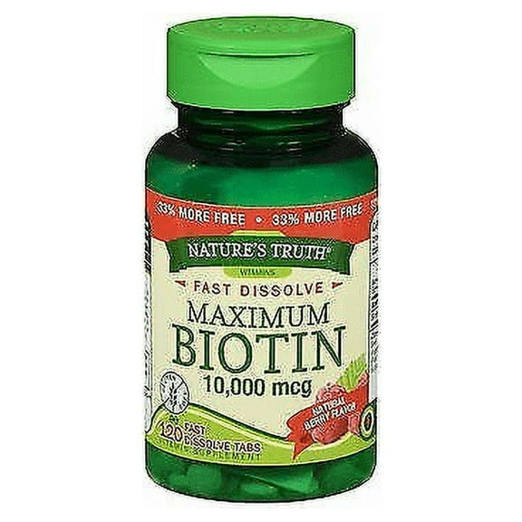 Nature's Truth Maximum Biotin Fast Dissolve, Natural Berry, 120ct, 4-Pack