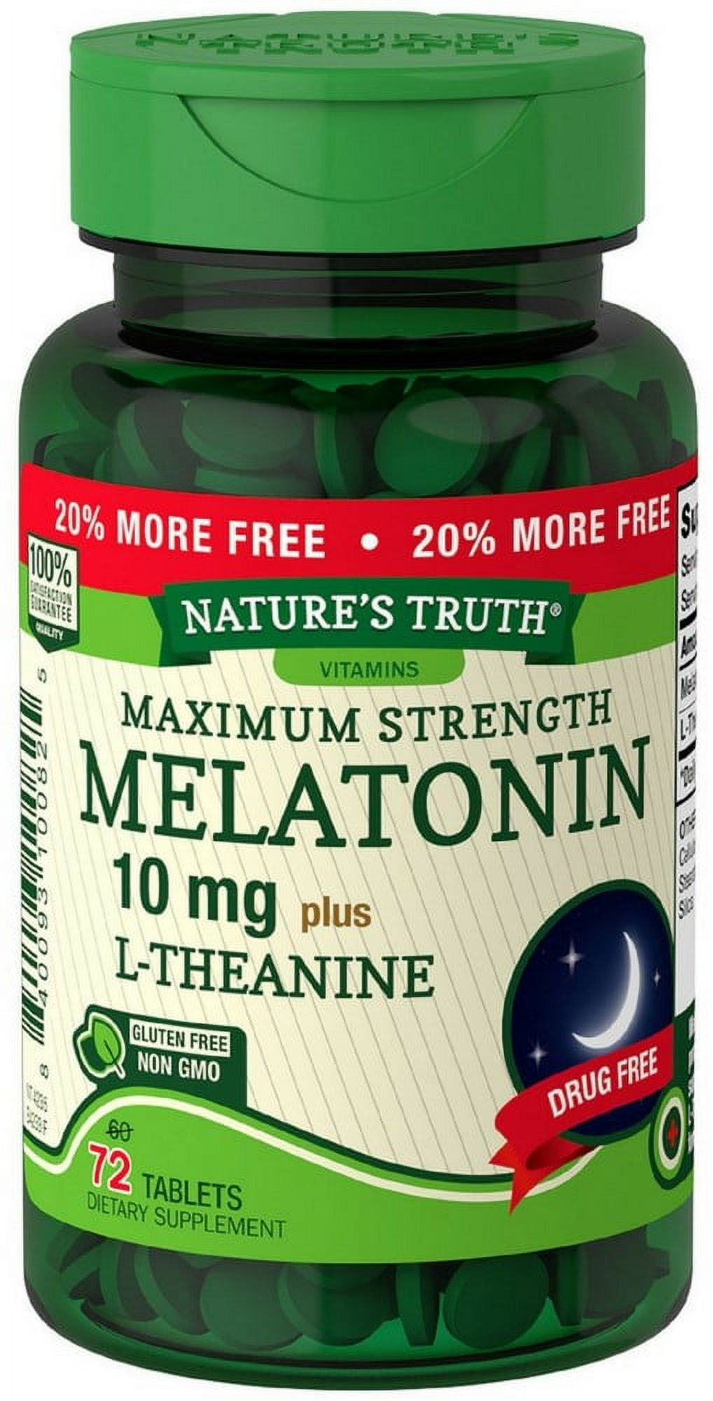 Nature's Truth Maximum Strength Melatonin 10 mg Tablets 72 ea (Pack of 6)
