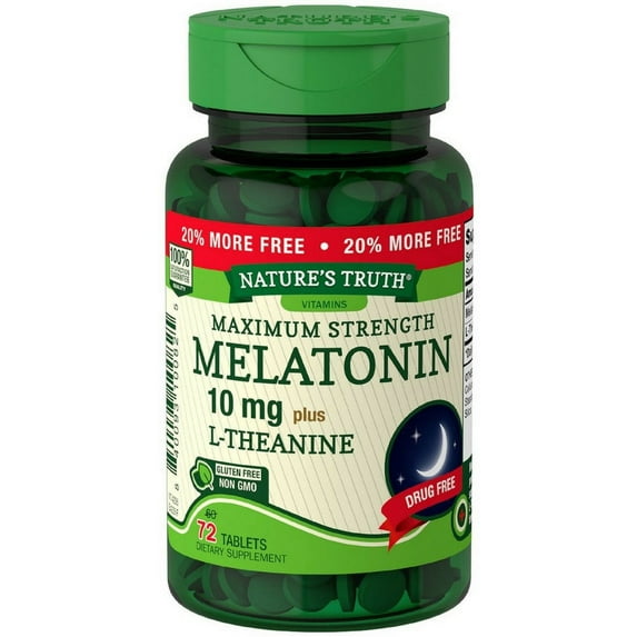 Nature's Truth Maximum Strength Melatonin 10 mg Tablets 72 ea (Pack of 6)