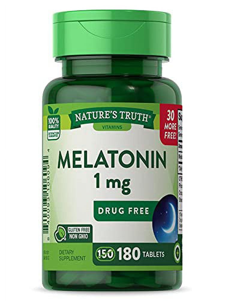 Nature's Truth Melatonin 1 mg Tablets Gluten Free, 180 Count, 3 Pack