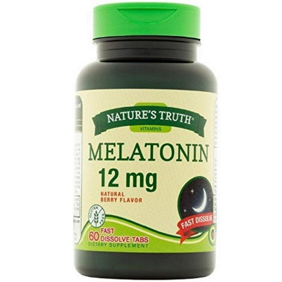 Nature's Truth Melatonin Fast Dissolve Tablets 12 mg, Natural Berry Flavor 60 ea (Pack of 3)
