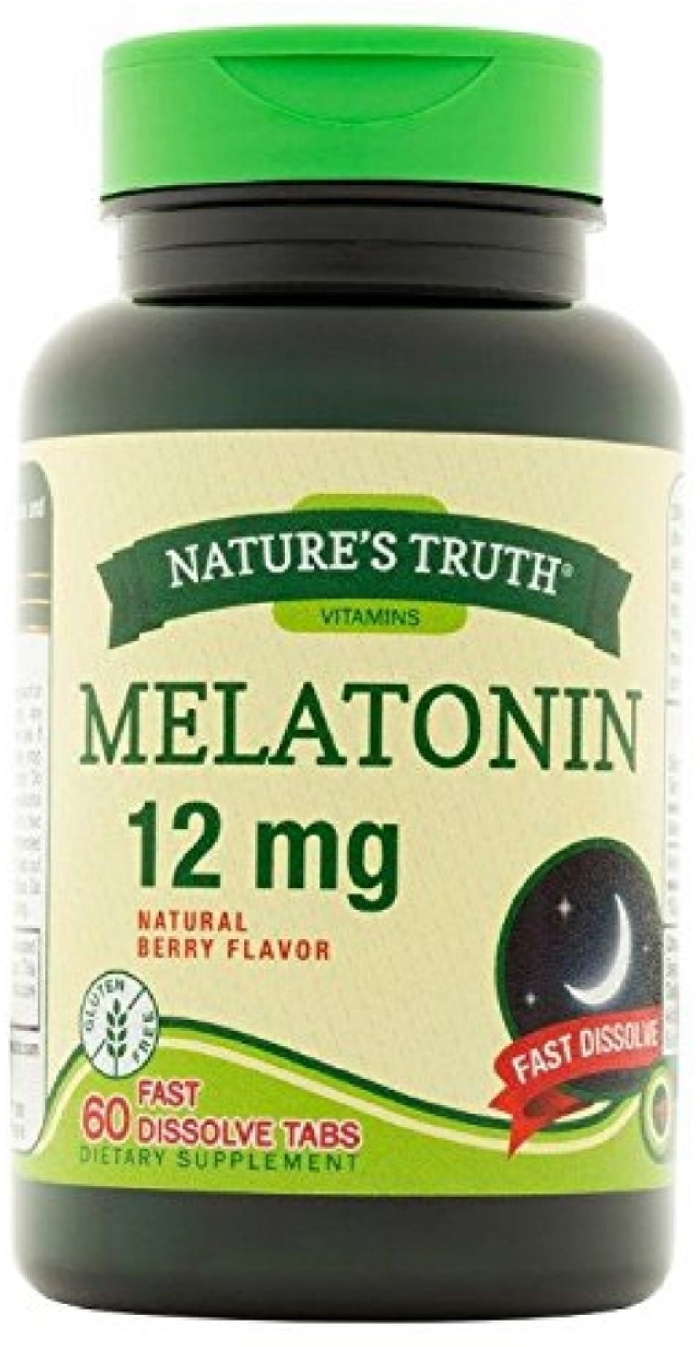 Nature's Truth Melatonin Fast Dissolve Tablets 12 mg, Natural Berry Flavor 60 ea (Pack of 6)