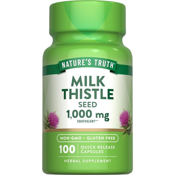 Nature's Truth Milk Thistle Seed Extract 1000 mg Capsules, 100 Count, 2 Pack