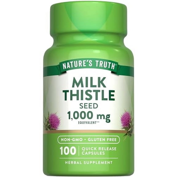 Milk Thistle Extract Capsules | 1000mg | 100 Count | Non-GMO & Gluten Free Supplement | by Nature's Truth
