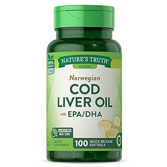 Nature's Truth Norwegian COD Liver Oil Supplement, 100 Count, 2 Pack
