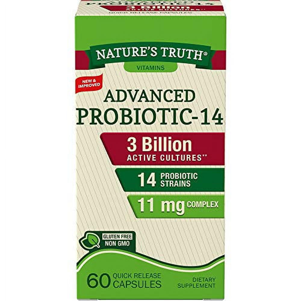 Nature's Truth Probiotic 3 Billion Active Cultures Capsules, 60 Count, 2 Pack