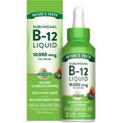 B12 Sublingual Liquid Drops | 10,000 mcg | 2 oz | Berry Flavor | Fast Acting | by Nature's Truth